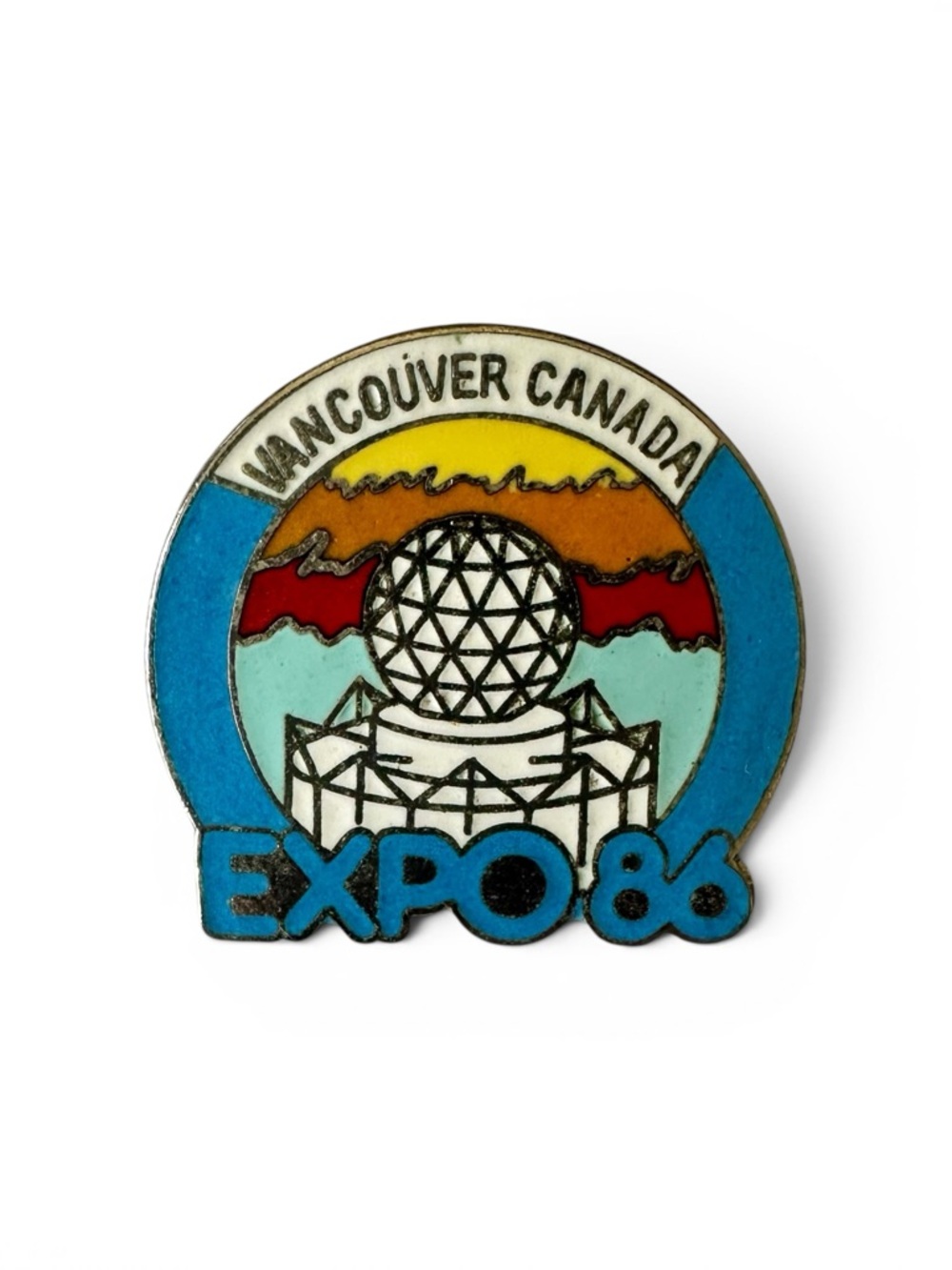 Vintage Expo 86 Vancouver Canada Enamel Pin - Blue, Yellow, Red